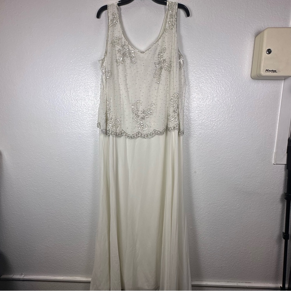 J Kara Ivory Beaded Gown